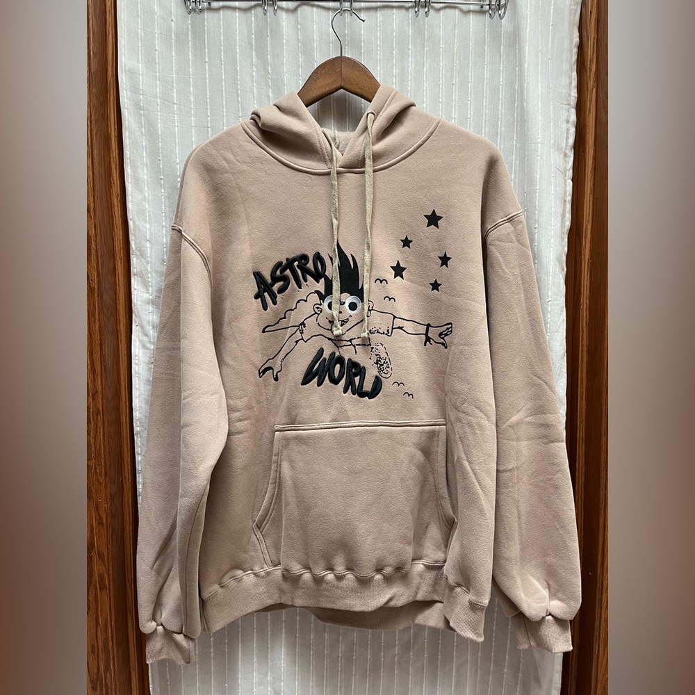 Travis Scott astroworld look mom i can fly hoodie tan size L